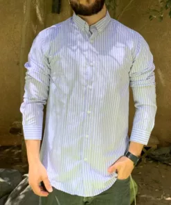 شيميز رجالي لبني ستريب كم