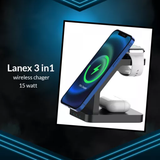 ⁦Lanex 3 in1 wireless chager 15 watt⁩ - الصورة ⁦2⁩