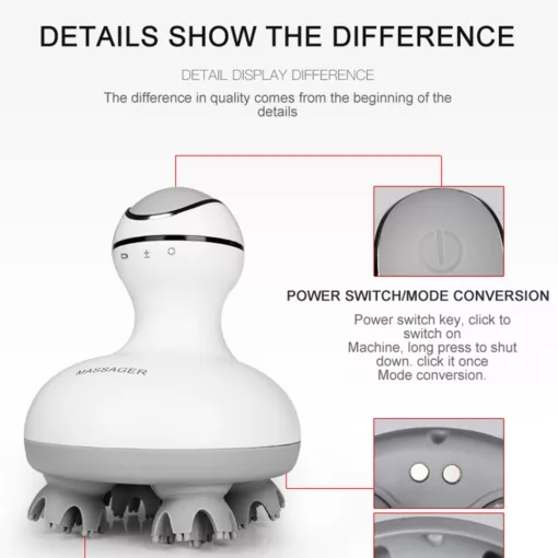 مدلك فروة رأس سيليكون وايرليس 3D MT6603 مساج الراس