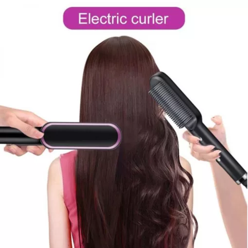 ⁦عرض ( فرشة لفرد الشعر و التحكم في درجة الحرارة 2 في 1 + كارديجان بيزك طويل  )⁩ - الصورة ⁦6⁩